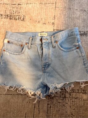Madewell Light Blue Frayed Hem Denim Shorts